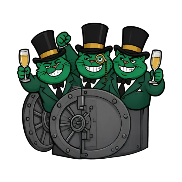 The Posse, a shadowy gang of fat cats in top hats, cheering
