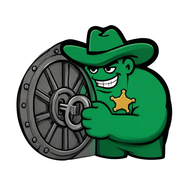 Sheriff Hood, gold star on his vest, green ten-gallon hat